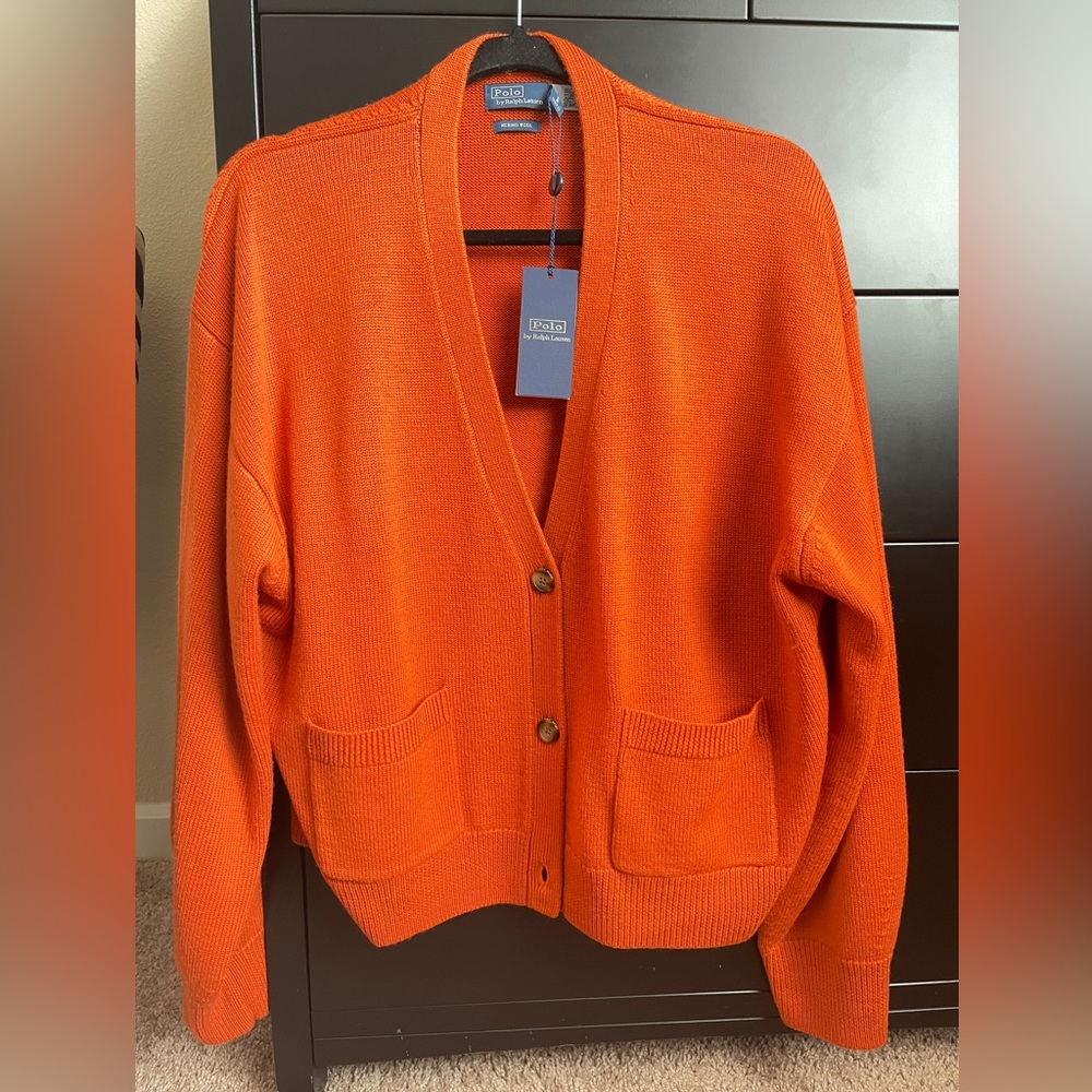 Polo ralph lauren orange merino wool sweater